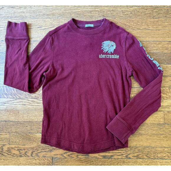 Abercrombie Boys' Maroon Native Headress Shirt Size M - Picture 1 of 4